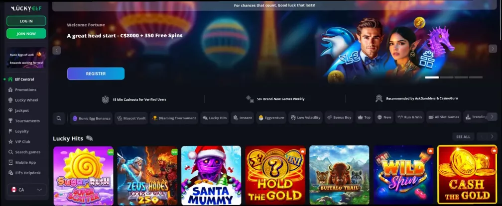 Lucky elf Casino bonus Up to 5500 CAD + 250 Free Spins